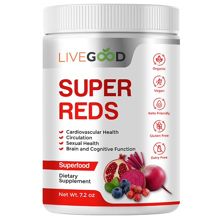 A pack of LiveGood Organic Super Reds