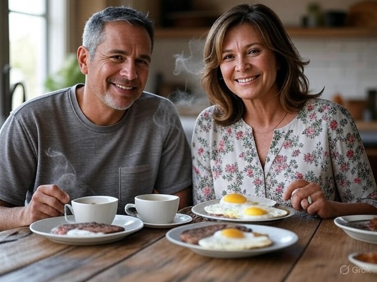 Couple with steak and eggs 4